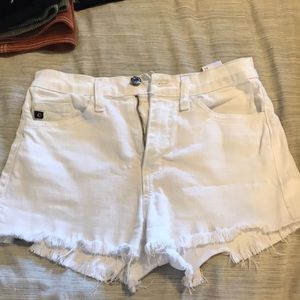White mid rise Kancan shorts